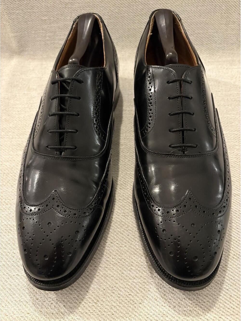 Johnston & Murphy Optima Black Leather Wingtip Brogue Oxfords Mens 10 D USA Made